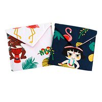 Rebecca 2 PCS Cartoon Print Sanitary Napkins Bag Organizer Pouch Holder Bag (Blue White)