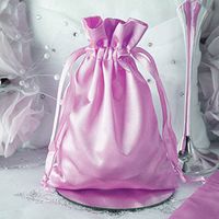 Tableclothsfactory 12PCS Pink Satin Gift Bag Drawstring Pouch Wedding Favors Bridal Shower Jewelry Bags - 5"x7"