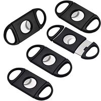 Black Plastic Guillotine Cigar Cutter Mini Cigar Cutter Portable Cigar Cutter Sstainless Steel Cigar Scissors (5PCS)