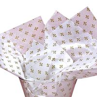 White & Gold Fleur DE LIS Floral Tissue Paper for Gift Wrapping 20"x30" Sheets (10)