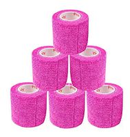 2 Inch Vet Wrap Tape Self Adhesive Medical Bandage Free Bonus Roll (Fuchsia) (5 Pack Plus Free Roll) Self Adherent Cohesive First Aid Sport Flex Wrist Ankle Knee Sprains and Swelling