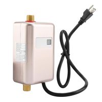 Mini 3000W Electric Water Heater, Electric Tankless Instant Hot Water Heater with LCD Display for Bathroom Kitchen Washing US 110v, 7.87 x 4.13inch(Golden)
