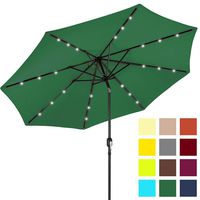 Best Choice Products 10ft Solar LED Lighted Patio Umbrella w/Tilt Adjustment, Fade-Resistant Fabric - Green