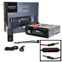 2013 Sony Single DIN 1DIN MP3 CD Player Aux-in Bluetooth, Pandora Support & Remote with "Free" 3.5mm Aux-in with Inline-mic