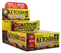 NaturesPlus KETOSlim Chocolate Almond Crunch Bar (12 Pack) - 2.1 oz Bars - Whole Food Low Carb Protein Bar, Perfect for Keto, Low Glycemic & Diabetic Lifestyles - Gluten-Free - 12 Servings