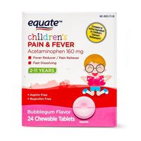 Equate Children Pain Reliever & Fever Reducer, Bubblegum, 24 Chewable Tablets