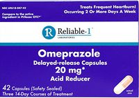 Reliable-1 Laboratories Omeprazole Delayed-Release Capsules 42 Count, 20Mg Acid Reducer (3 Bottles, 14 Count/ea)