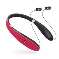 Bluetooth Headphones, Wireless Bluetooth Headphones, Sweatproof Neckband Wireless Headset V4.1 Call Vibrate 18hrs TalkingTime with Retractable Earphone Compatible for iPhoneX, Samsung Galaxy - Red