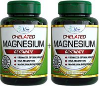 Magnesium Glycinate 200mg Vegan Capsules: Ultra Bioavailable Best Chelated Magnesium Supplement - Albion TRAACS Non-GMO Buffered Chelate Supplements (2 Pack)
