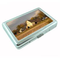 Perfection In Style Metal Silver Cigarette Case Vintage Farm Design 004