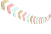13 Feet Arrow Banner Tribal Party Supplies Tribal New Years Supplis Wild One Mint Coral Garland Nursery New Year Decorations 42 Pcs (Coral Mint Glitter Gold)
