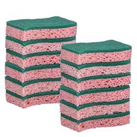 Elite Selection S-Shape Scrub Sponges – Non-Scratch Kitchen Sponges – Heavy Duty Cellulose Scrubbing Sponges for Kitchens, Bathrooms, Housework, and More - [Pink] - 12 Pack