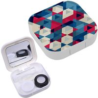 Portable Contact Lens Case Box Travel Kit Mirror + Bottle + Tweezers Container Holder [ Vintage Triangle ]