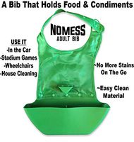 No Mess Adult Bib - Holds Food and Condiments - On The Go Bib (Green)