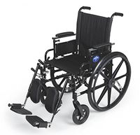 Medline Robust and Rugged Wheelchair with Flip-Back Desk Arms, Removable Elevating Leg Rests and Anti-Tippers, Black, 18" Seat