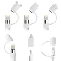 Fintie Bundle for Apple Pencil Cap Holder, Nib Cover, Charging Cable Adapter Tether for Apple Pencil 1st Gen, iPad 6th Gen Pencil, White 