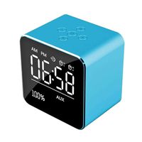 Smart Speaker，Portable Wireless 32 Feet Receiving Range Support TF Card Audio Alarm Clock Temperature LCD Display FM Radio Bluetooth Music Player for iPhone X Max Traveling（Blue）Boens