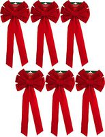 Black Duck Brand Christmas Holiday Giant Red Velvet Bows 26" Long 10" Wide (6 Red Velvet Bows)