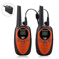 Excelvan 22 Channel FRS GMRS Dual Band 2 Way Radio Long Range Up to 3000M/1.9MI Range (MAX in Open Field) UHF Handheld Walkie Talkie with 1-to-4 Branch Power Adapter (2 Pack, Orange)
