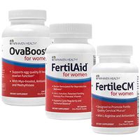 FertilAid for Women, OvaBoost, FertileCM TTC Boost Bundle: Vitex, Myo-Inositol, L-Arginine, Essential Vitamins, Minerals & More - Natural Fertility Support - 1 Month Supply