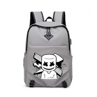 Luminous DJ Smiley School Backpack Teen Unisex Bag Laptop Bag USB Charging Port Backpack (one size, grey)