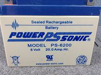 Powersonic PS-6200 - 6 Volt/20 Amp Hour Sealed Lead Acid Battery with Nut-Bolt Terminal