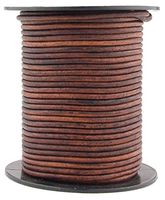 Xsotica-Dye Round Leather Cords -1.0mm Leather Cord (Distressed Brown, 3 Meter (3 Yard))