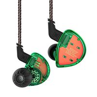 Newest KZ ES4 In Ear Monitors Armature And Dynamic Hybrid Headset Ear Earphone Earbuds HiFi Bass Noise Cancelling Ear Hooks Headphones (Without Mic, Green)