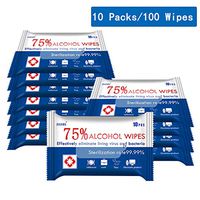 Alcohol Wipes,Wet Wipes (10 Packs,100 Wipes),Portable Wet Wipes,75% Soft Household Alcohol Wipes for All-Purpose Cleaning
