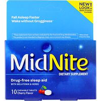 MidNite Drug-Free Sleep Aid, 10 Chewable Cherry Flavored Tablets, Dietary Supplement with Melatonin & Herbs