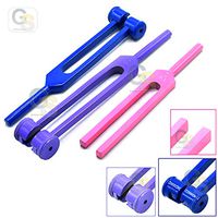 G.S Limited Edition Colorful Rainbow Set of 3 Pcs Aluminum Sensory Tuning Forks C 128 256 512 Purple, Pink and Blue Set Best Quality