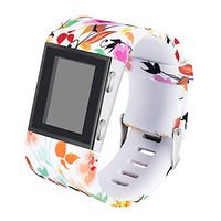 Newest Colorful Flower Fitbit Surge Bands，Soft Silicone Band with Metal Buckle Bracelet Strap Replacement Band for Women Men Girls Replacement Accessories Fitness Wristband Sport (L, Powder Flower)