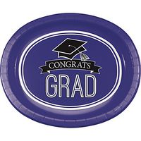Creative Converting 320077 School Spirit Oval Paper Platters, One Size, Purple