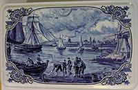 Dutch Blue Delft Tin 8.5" x 5.5" x 2.5" Empty