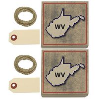 West Virginia WV State Outline on Faded Blue Kraft Gift Boxes Set of 2