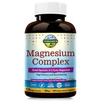 Terranics Magnesium Complex, Broad-Spectrum, 500mg, 120 Veggie Capsules, Chelated for Maximum Absorption, Support Sleep Stress and Anxiety Relief, Muscle Relaxation Recovery, NON-GMO, Soy, Dairy & Glu