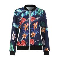 Women's Zip Up Jacket,Ladies Long Sleeve Casual Pockets Winter Tops Loose Floral Sport Coat Top Sport Outwear