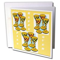 3dRose Image of Happy Passover Wine Cups Repeat - Greeting Cards, 6" x 6", Set of 6 (gc_235456_1)