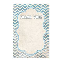 30 Vintage Chevron Nautical Blank Thank You Cards Boy Birthday Party Baby Shower Bridal Wedding Navy Blue + 30 White Envelopes