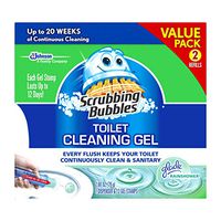 Scrubbing Bubbles Toilet Bowl Cleaning Gel Starter Kit, Includes Dispenser and Gel, Glade Rainshower Scent,12 Total Stamps