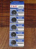5-pack T&E CR2025 3V Lithium Coin Cell Battery (for Calculators, Watches, Handheld Electronics & Portable Video Games)