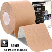 Injury Kinesiology Tape TeBo Therapeutic Tape for Muscles/Knee/Shoulder/Elbow/Pain Relief/Injury Recovery/Waterproof/Latex Free / 2"x16.5' Uncut Skin/Beige Pt + Taping Instruction e Book