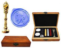 MNYR Fancy Unicorn Luxury Wood Box Rose Gold Metal Peacock Wedding Invitations Gift Cards Paper Stationary Envelope Seals Custom Logo Wax Seal Sealing Stamp Wax Sticks Melting Spoon Wood Gift Box Kit