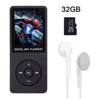 Ecloud Shop 32G Mp4 Player, Portable Lossless Sound Metal Music Player with FM Radio Voice Recorder 1.8 inch Touch Screen Button Music Speaker,Voice Recorder, Video Play, Text Reading(Black)