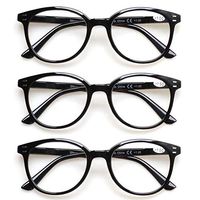 3 Pack Reading Glasses Spring Hinge Stylish Readers Black/Tortoise for Men and Women (3 Black, 1.75)