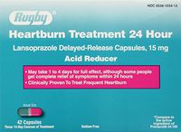 Heartburn Treatment Lansoprazole 15 mg Delayed Release Acid Reducer Generic for Prevacid OTC 15 mg Capsules 42 ea.