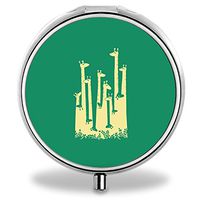 Giraffe Pill Case, Round Stainless Drug Organizer Container Medicine Cover for Pocket Daily&Weekly