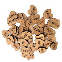Baost 50Pcs Vintage Love Hearts Shaped Wood Slices with Letter Wedding Table Scatter DIY Wooden Craft Buttons for Weddings Plaques Party Decoration 4#