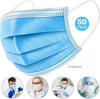 50 PCS Disposable Face Màsks 3-Ply with Earloops Protective for Dust, Pollen, Blue