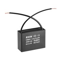 uxcell CBB61 Run Capacitor 450V AC 4.5uF 2 Wires Metallized Polypropylene Film Capacitors for Ceiling Fan